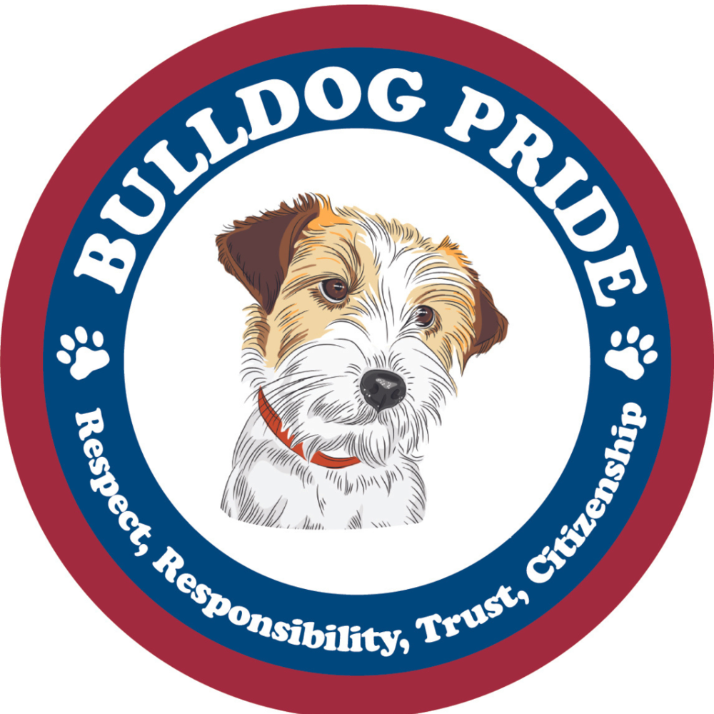Bulldog Pride logo with brown and white dog